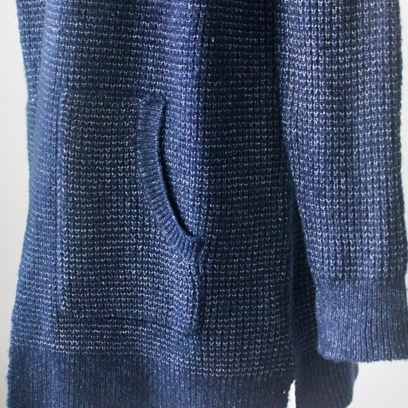 Time and Tru Blueberry Blue Speckled Midi Open Cardigan Sweater Pockets Small - Picture 5 of 6